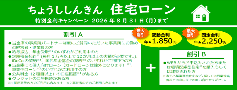 ちょうししんきん金利選択型　住宅ローン