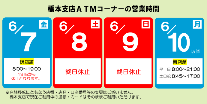 橋本支店ATMコーナーの営業時間
